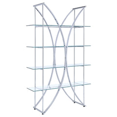 Orleans Furniture - Coaster - Larson 73-inch 4-shelf Glass Bookshelf Chrome - 910050
