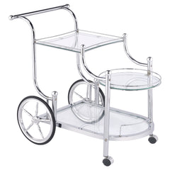 Orleans Furniture - Coaster - Sarandon 3-tier Glass Shelf Metal Bar Cart Chrome - 910076