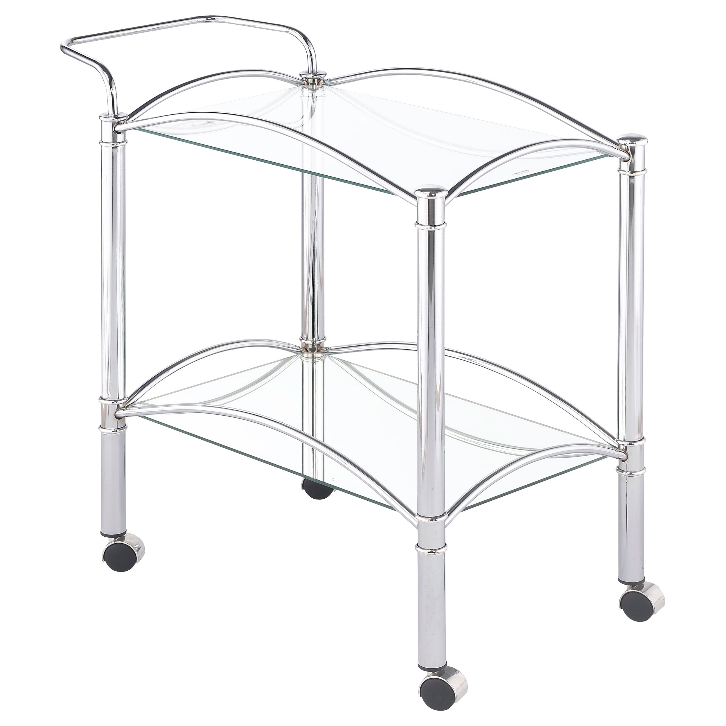 Orleans Furniture - Coaster - Shadix 2-tier Rectangular Glass Shelf Metal Bar Cart Chrome - 910077