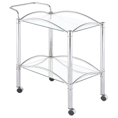 Orleans Furniture - Coaster - Shadix 2-tier Rectangular Glass Shelf Metal Bar Cart Chrome - 910077
