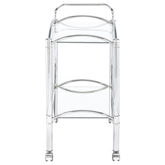 Shadix 2-tier Rectangular Glass Shelf Metal Bar Cart Chrome