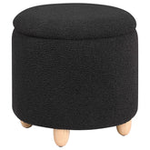 Orleans Furniture - Coaster - Valia Faux Sheepskin Upholstered Round Storage Ottoman Black - 910227