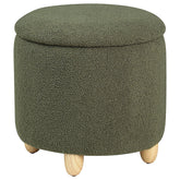 Orleans Furniture - Coaster - Valia Faux Sheepskin Upholstered Round Storage Ottoman Green - 910228