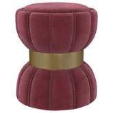 Orleans Furniture - Coaster - Sora Round Upholstered Ottoman Berry - 910290