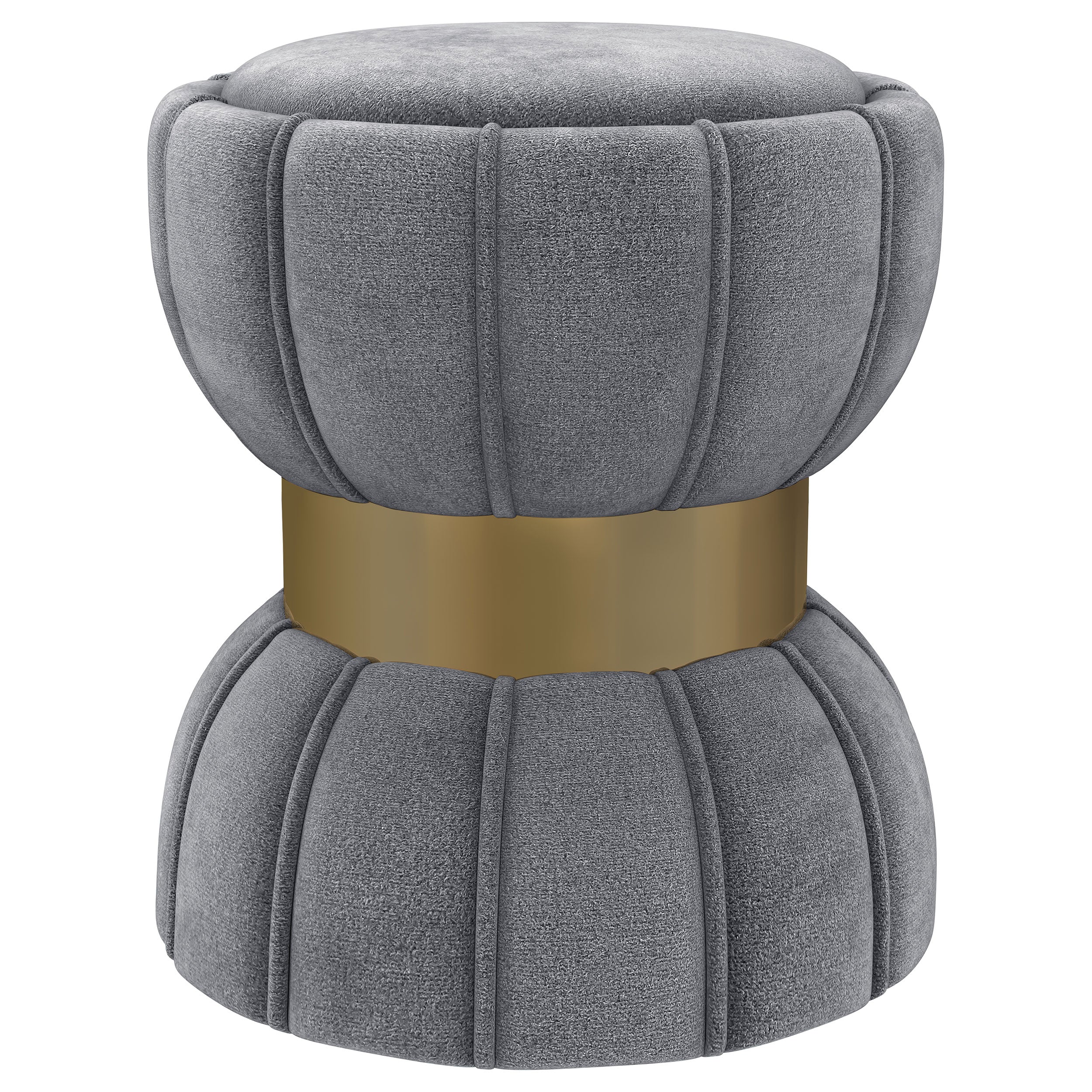 Orleans Furniture - Coaster - Sora Round Upholstered Ottoman Grey - 910291