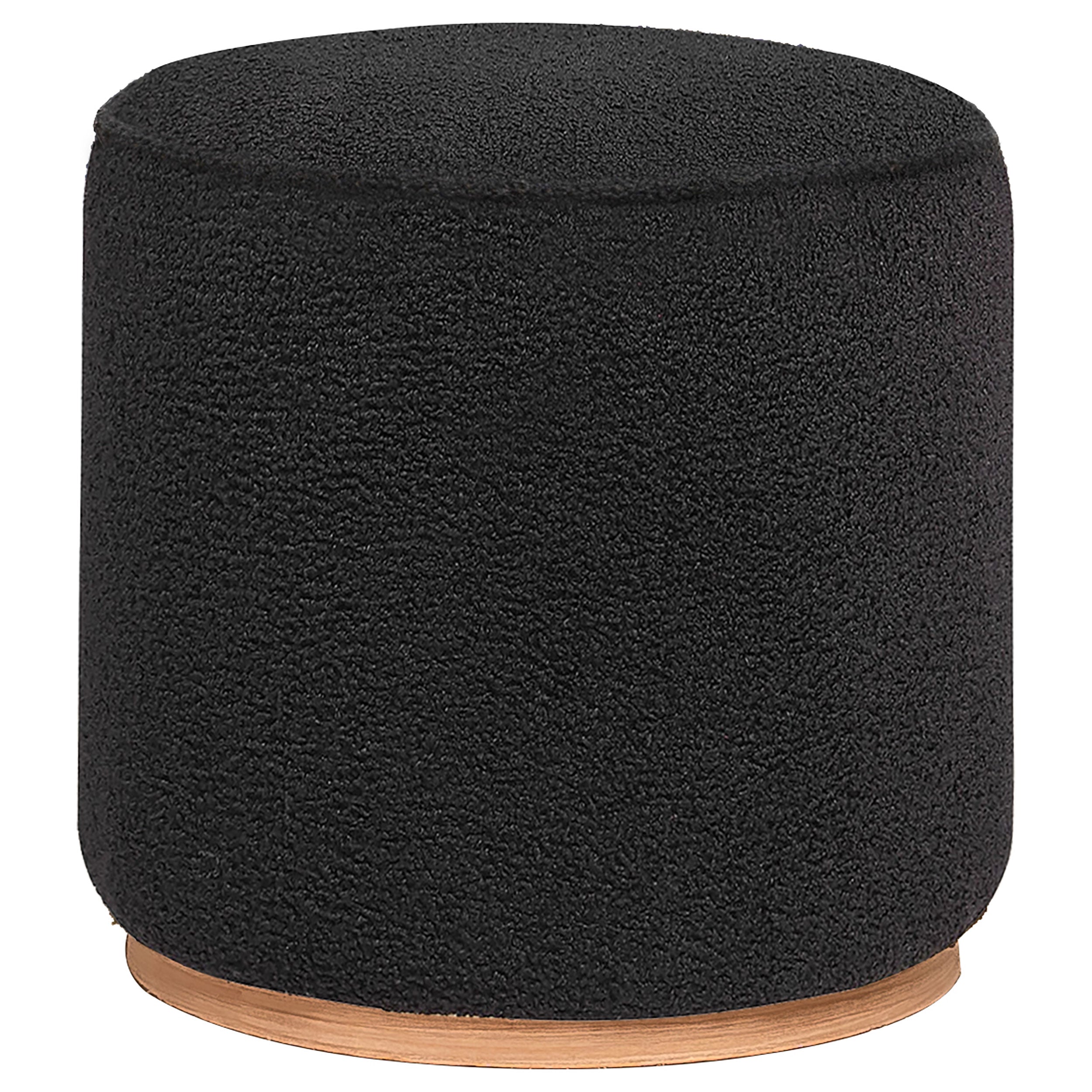 Orleans Furniture - Coaster - Zena Faux Sheepskin Upholstered Round Ottoman Black - 910301