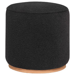 Orleans Furniture - Coaster - Zena Faux Sheepskin Upholstered Round Ottoman Black - 910301