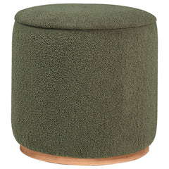 Orleans Furniture - Coaster - Zena Faux Sheepskin Upholstered Round Ottoman Green - 910302