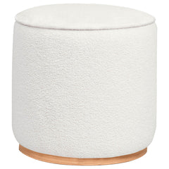 Orleans Furniture - Coaster - Zena Faux Sheepskin Upholstered Round Ottoman Ivory - 910303