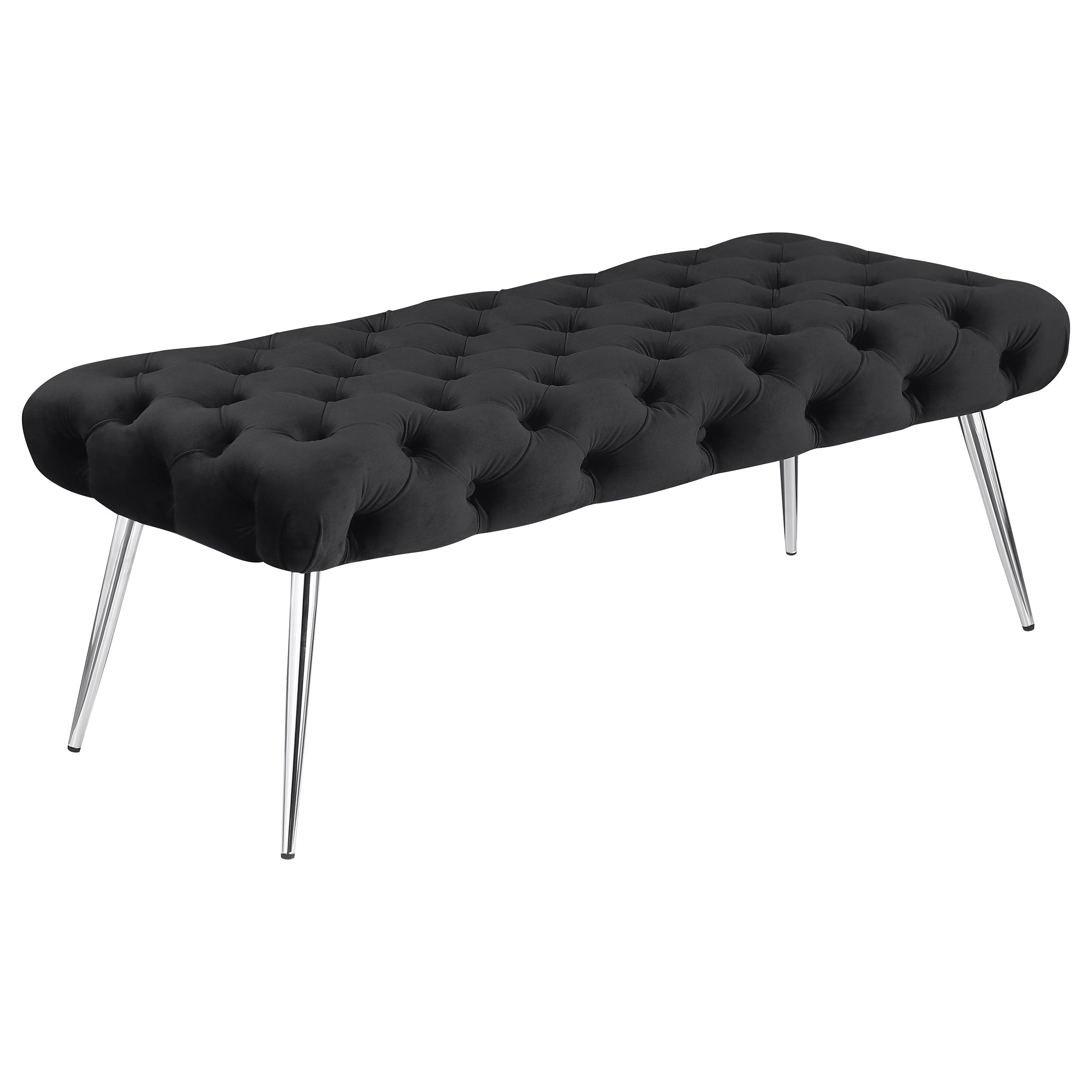 Orleans Furniture - Coaster - Ella Upholstered Tufted Bench Stainless Steel Legs Black - 910333