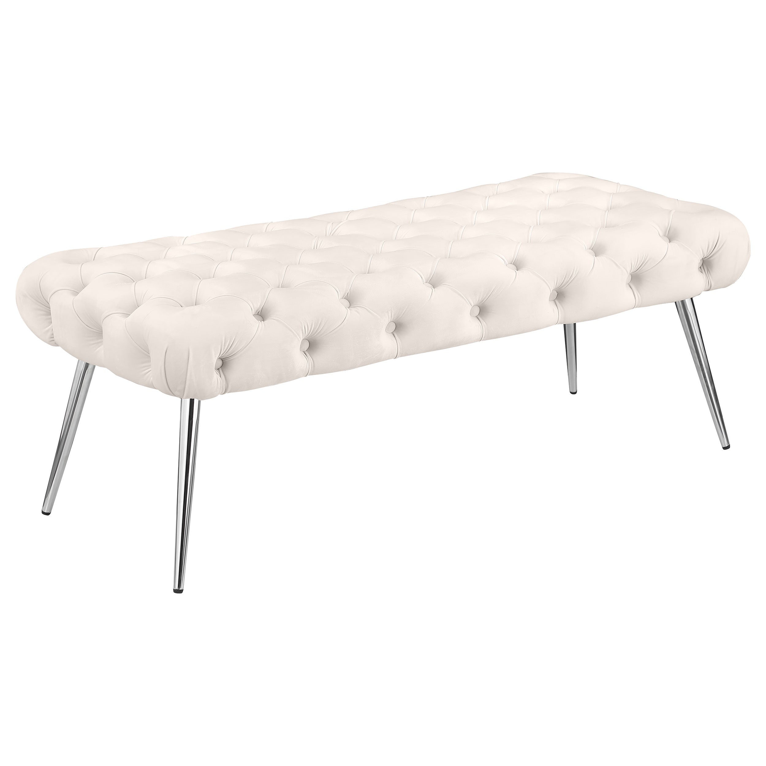 Orleans Furniture - Coaster - Ella Upholstered Tufted Bench Stainless Steel Legs Ivory - 910334