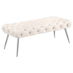Orleans Furniture - Coaster - Ella Upholstered Tufted Bench Stainless Steel Legs Ivory - 910334