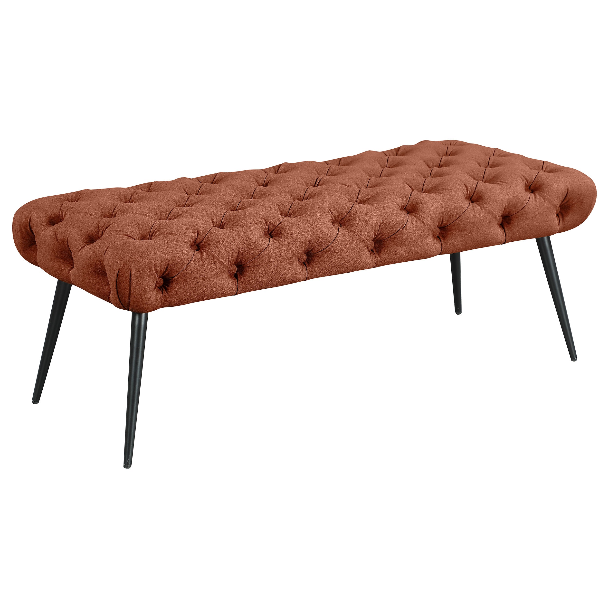 Orleans Furniture - Coaster - Ella Upholstered Tufted Bench Metal Legs Rust - 910335