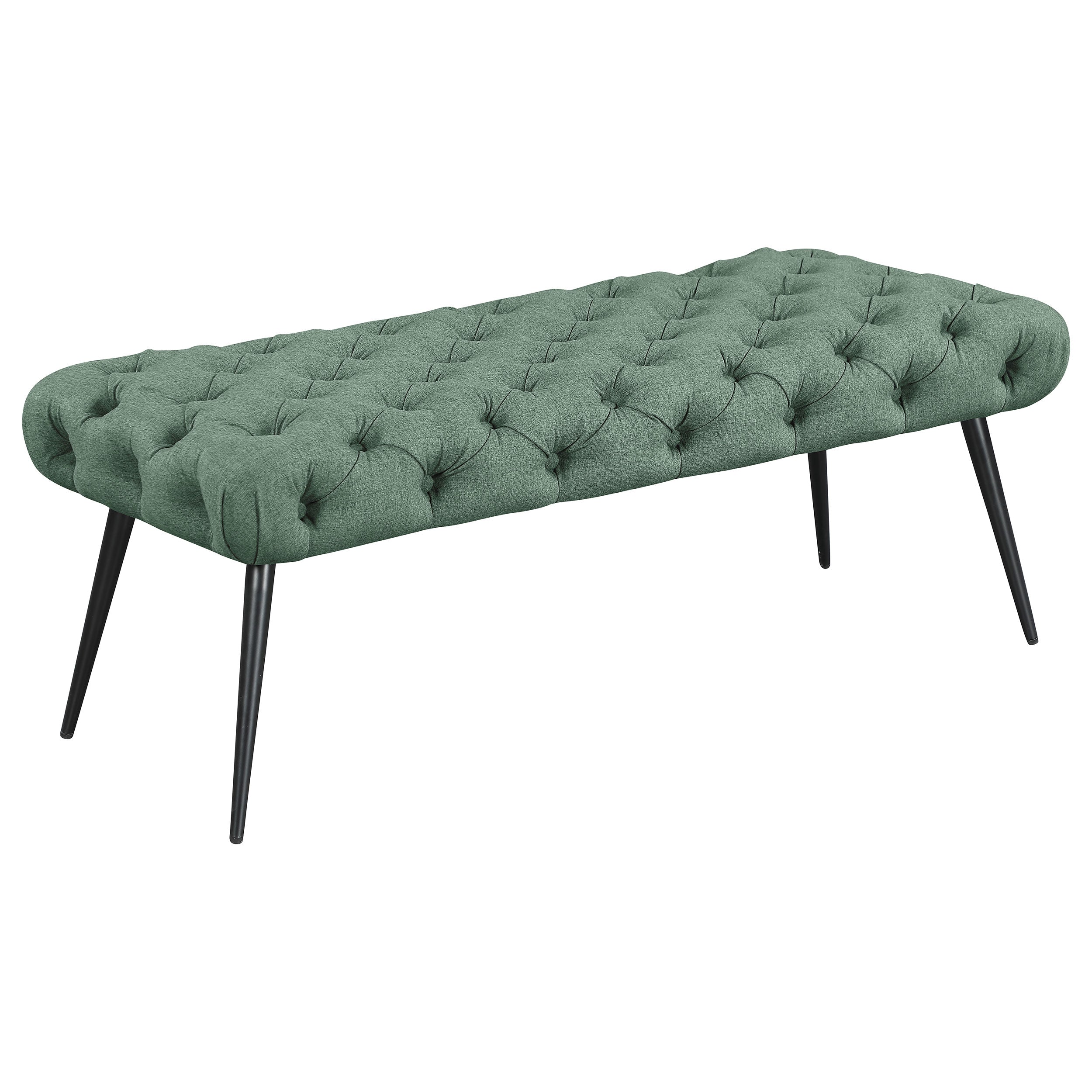 Orleans Furniture - Coaster - Ella Upholstered Tufted Bench Metal Legs Teal - 910336