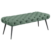 Orleans Furniture - Coaster - Ella Upholstered Tufted Bench Metal Legs Teal - 910336