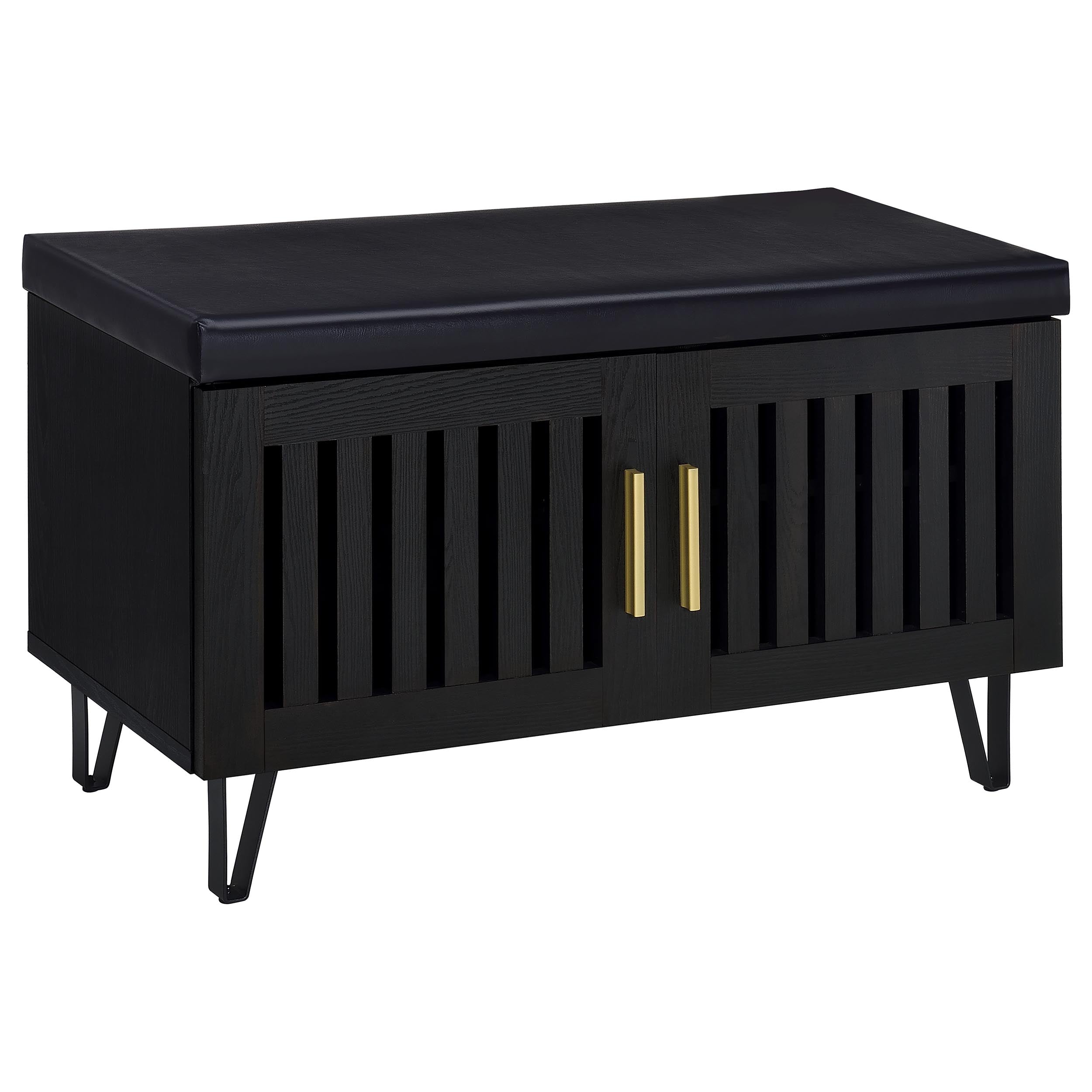Orleans Furniture - Coaster - Brixton 2-door Padded Entryway Shoe Storage Bench Black - 915152
