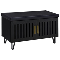 Orleans Furniture - Coaster - Brixton 2-door Padded Entryway Shoe Storage Bench Black - 915152