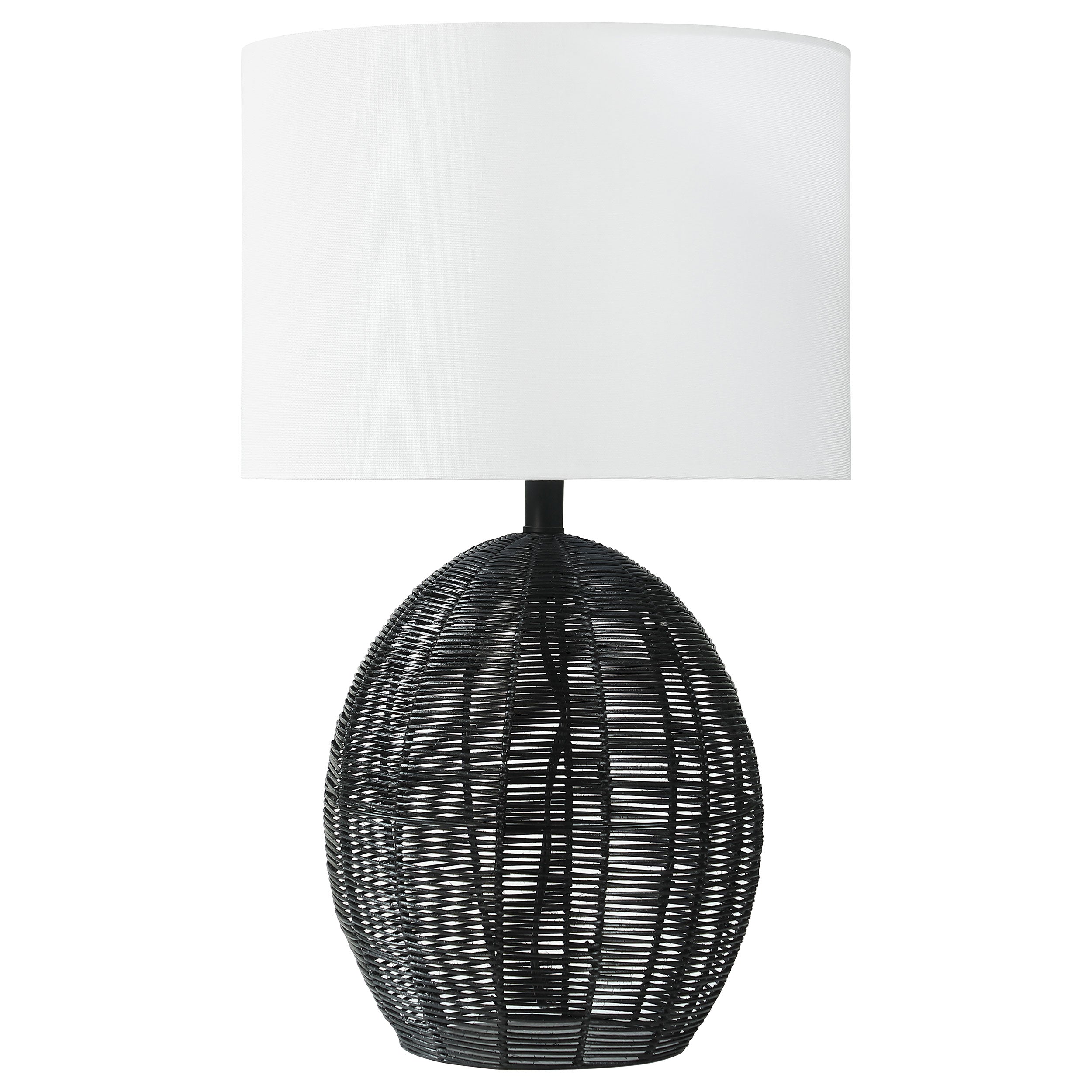 Orleans Furniture - Coaster - Indio Drum Shade Handwoven Rattan Table Lamp Black - 920014