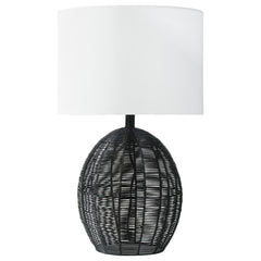 Orleans Furniture - Coaster - Indio Drum Shade Handwoven Rattan Table Lamp Black - 920014