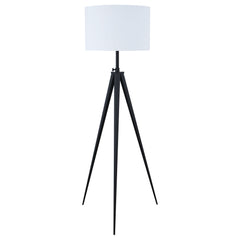 Orleans Furniture - Coaster - Harrington 60-inch Drum Shade Metal Tripod Floor Lamp Black - 920074