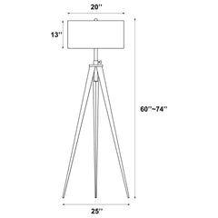 Harrington 60-inch Drum Shade Metal Tripod Floor Lamp Black