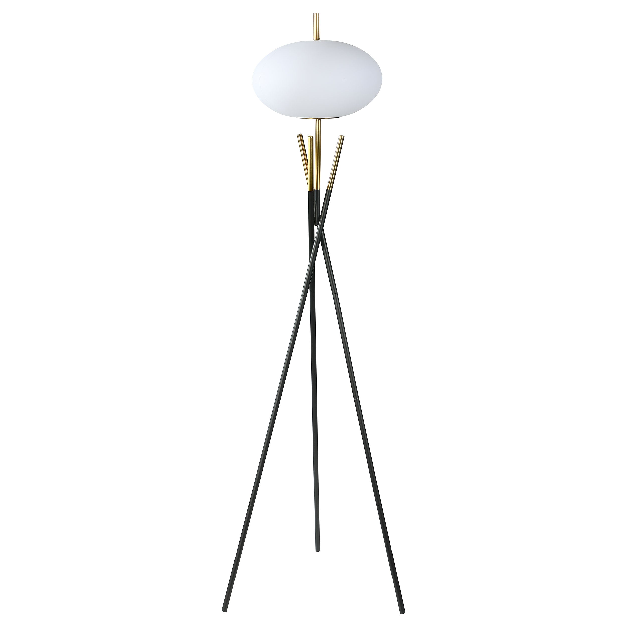Orleans Furniture - Coaster - Layton White Orb Shade Tripod Floor Lamp Black - 920089