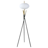 Orleans Furniture - Coaster - Layton White Orb Shade Tripod Floor Lamp Black - 920089