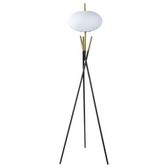 Orleans Furniture - Coaster - Layton White Orb Shade Tripod Floor Lamp Black - 920089