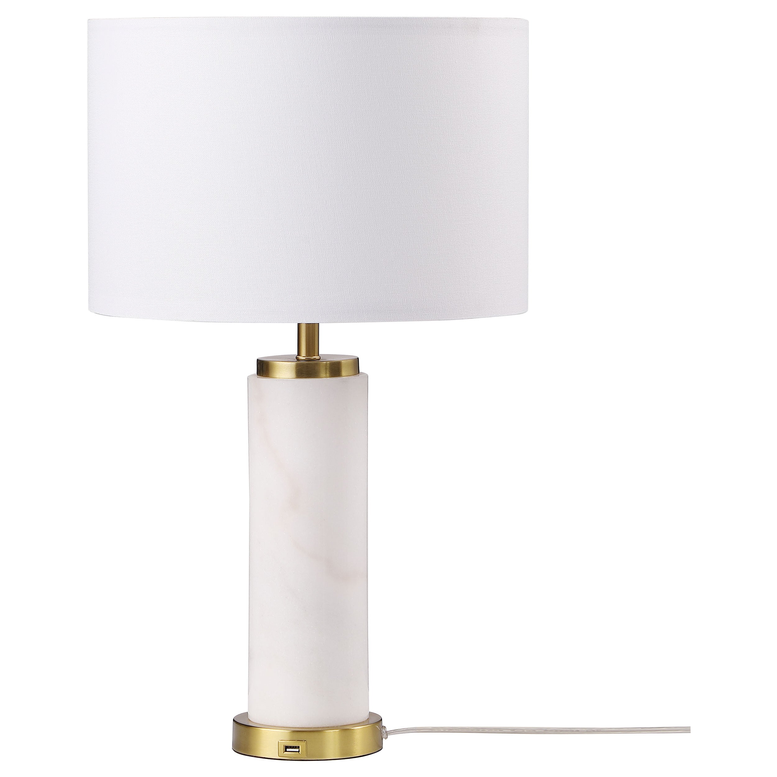 Orleans Furniture - Coaster - Lucius 25-inch Drum Shade Marble Body Table Lamp White - 920208