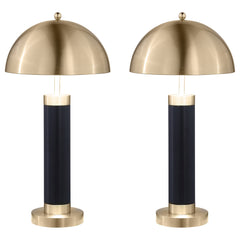 Orleans Furniture - Coaster - Conroe 28-inch Dome Shade Pillar Table Lamp Black (Set of 2) - 920229