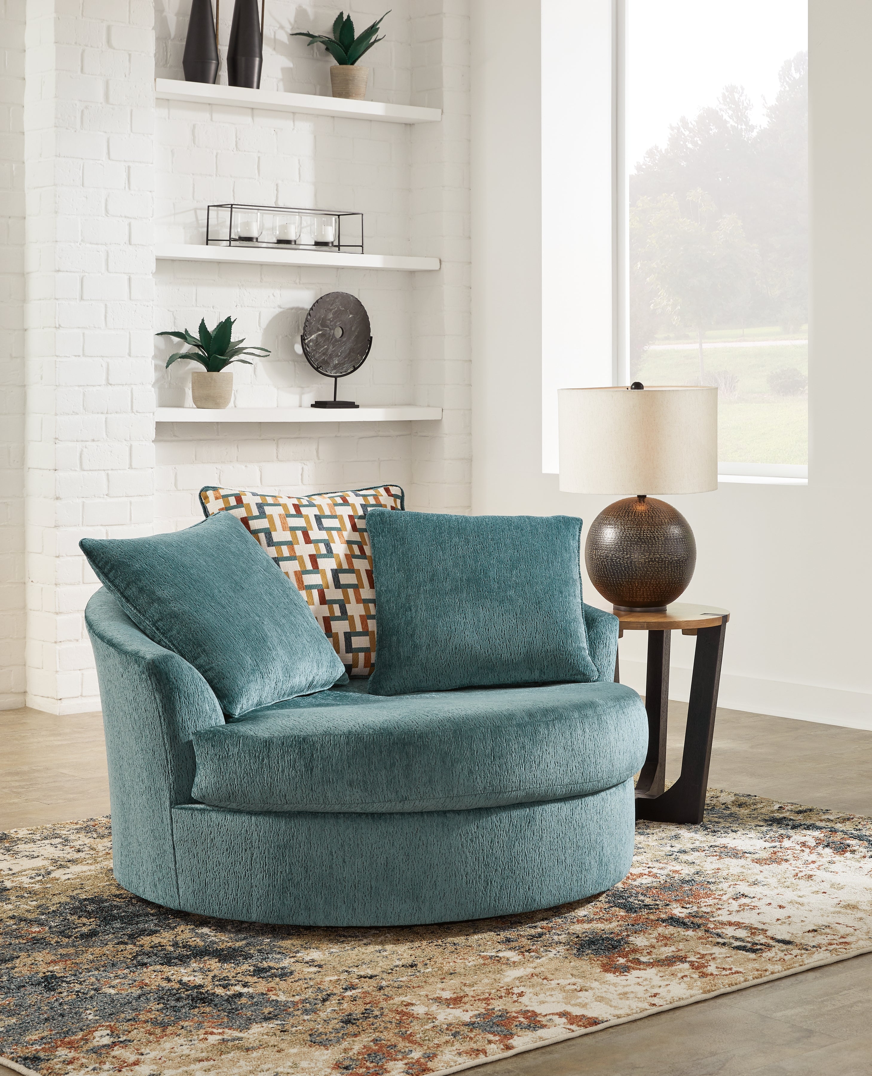 Orleans Furniture - Ashley Furniture - Laylabrook Living Room - Oversized Swivel Accent Chair / Teal - 9220621
