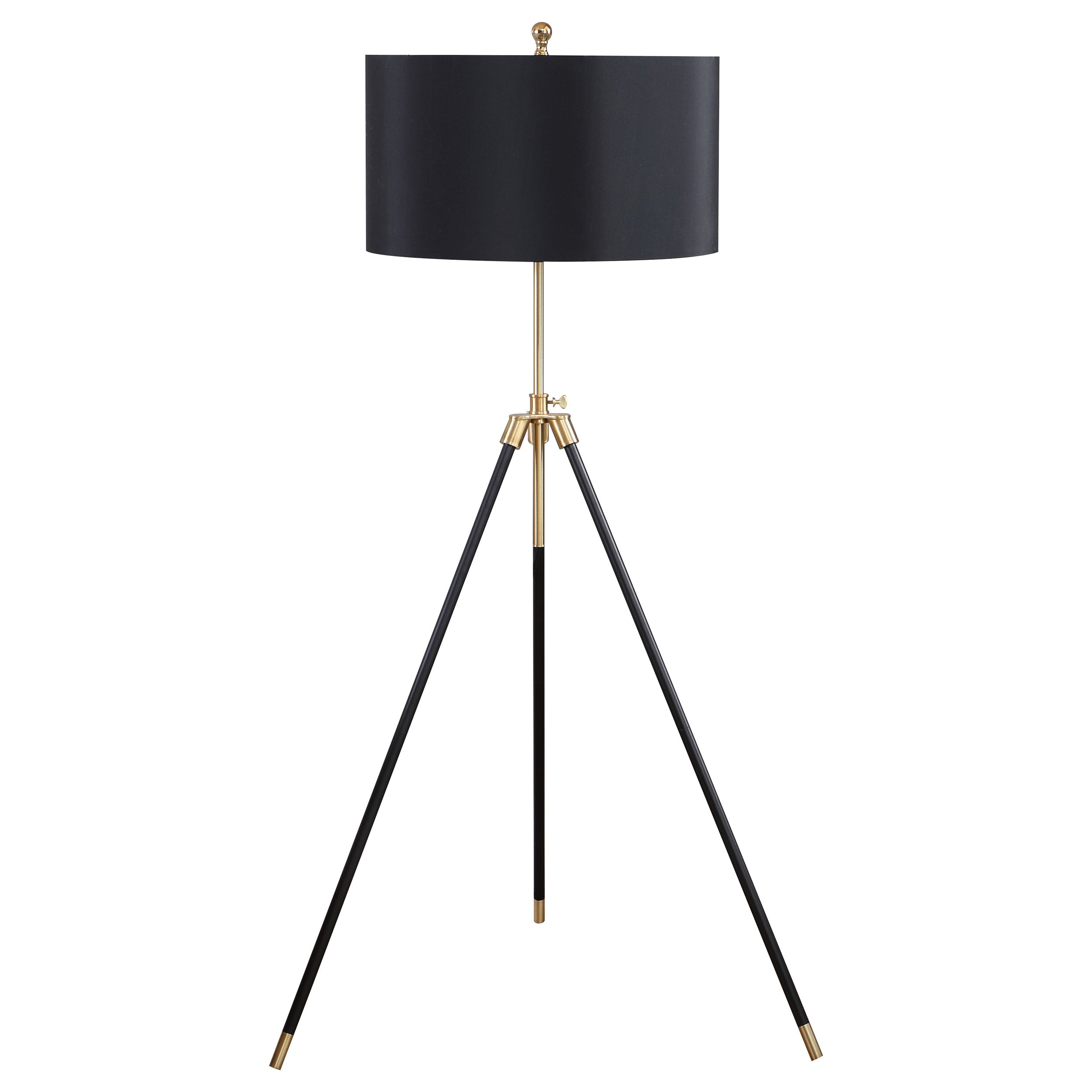 Orleans Furniture - Coaster - Zabka 63-inch Drum Shade Metal Tripod Floor Lamp Black - 923255