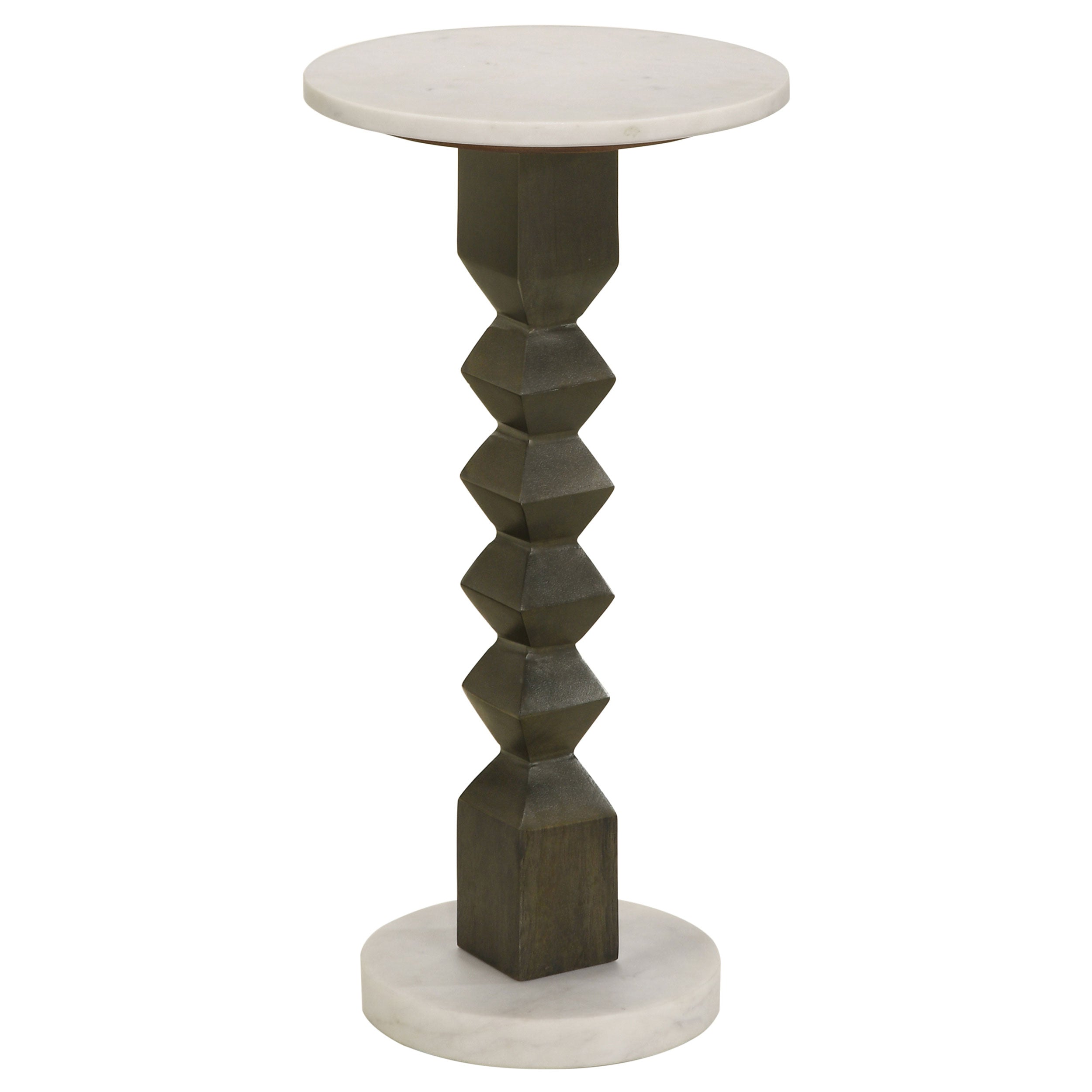 Orleans Furniture - Coaster - Colette Round Marble Top Side Table White and Dark Grey - 930190