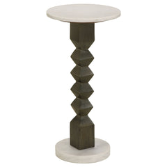 Orleans Furniture - Coaster - Colette Round Marble Top Side Table White and Dark Grey - 930190