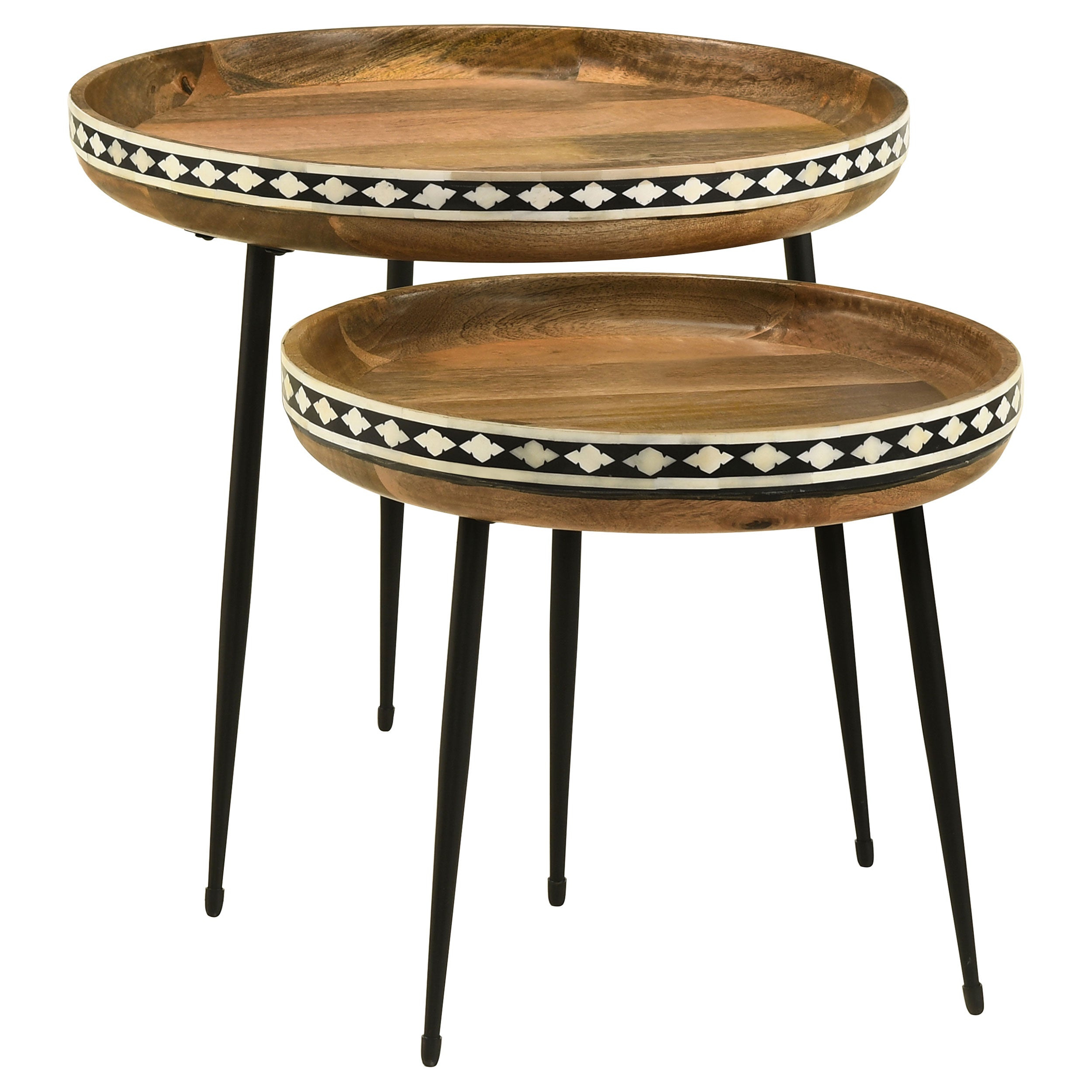 Orleans Furniture - Coaster - Ollie 2-piece Solid Wood Bone Inlay Nesting Table Natural - 930193