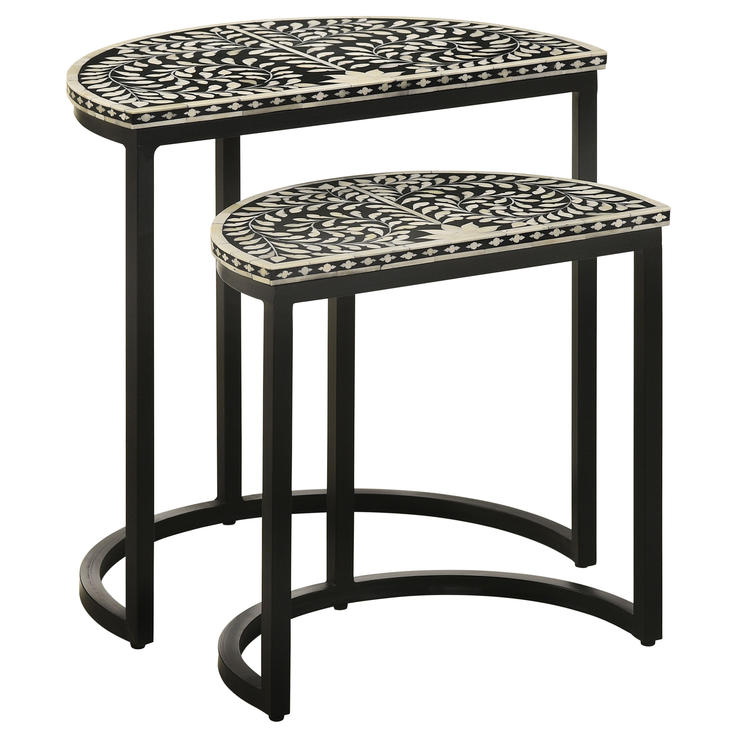 Orleans Furniture - Coaster - Zakiya 2-piece Demilune Nesting Table Set Black and White - 930195