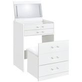 Orleans Furniture - Coaster - Danbury 3-drawer Makeup Vanity & Stool Set White High Gloss - 930208