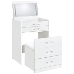 Orleans Furniture - Coaster - Danbury 3-drawer Makeup Vanity & Stool Set White High Gloss - 930208