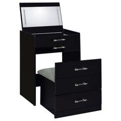 Orleans Furniture - Coaster - Danbury 3-drawer Makeup Vanity & Stool Set Black High Gloss - 930209