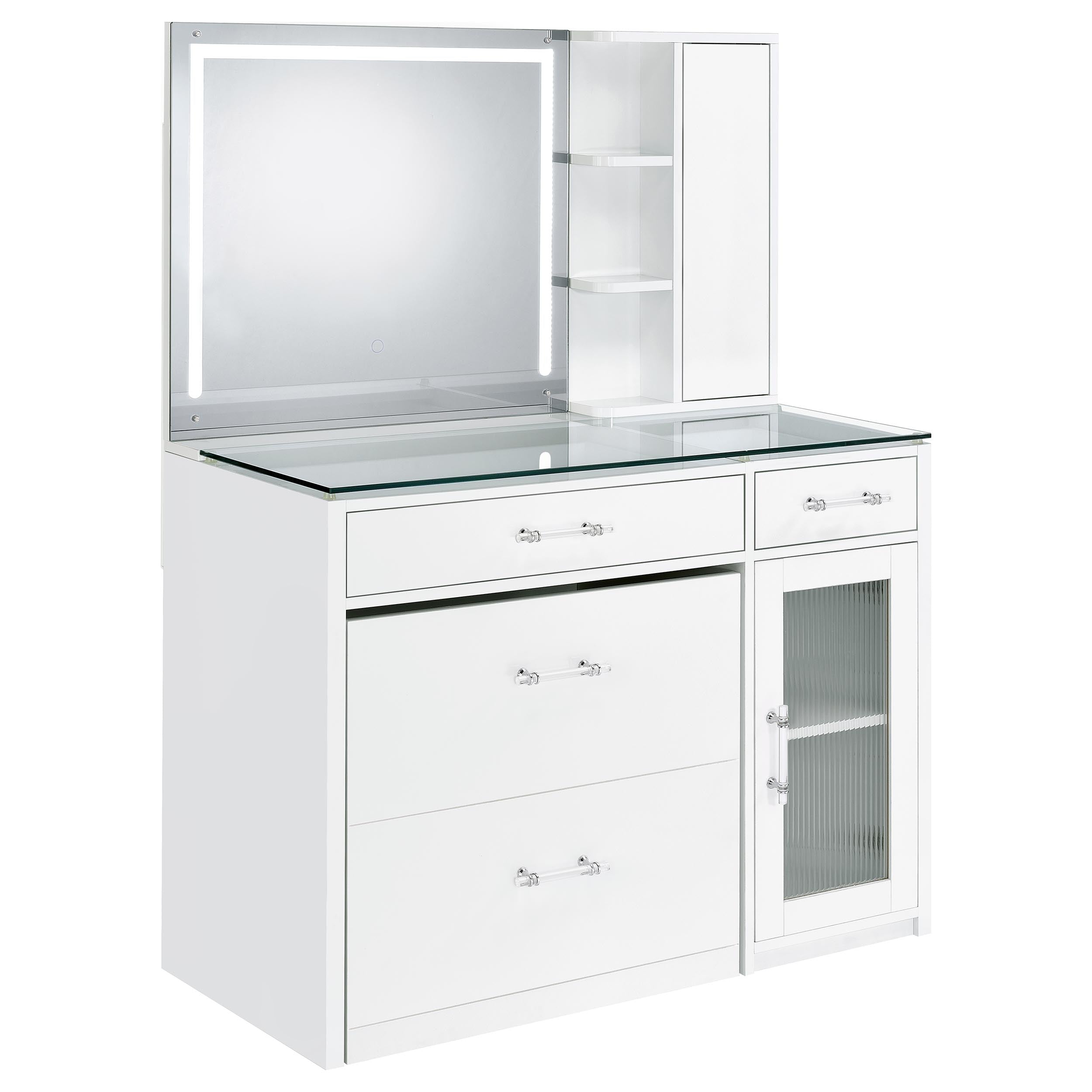 Orleans Furniture - Coaster - Flora 2-drawer Vanity Set with LED Mirror White High Gloss - 930218