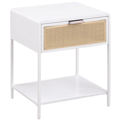 Orleans Furniture - Coaster - Amherst 1-drawer Radio Weave Cane Metal Bedside Table White - 930236