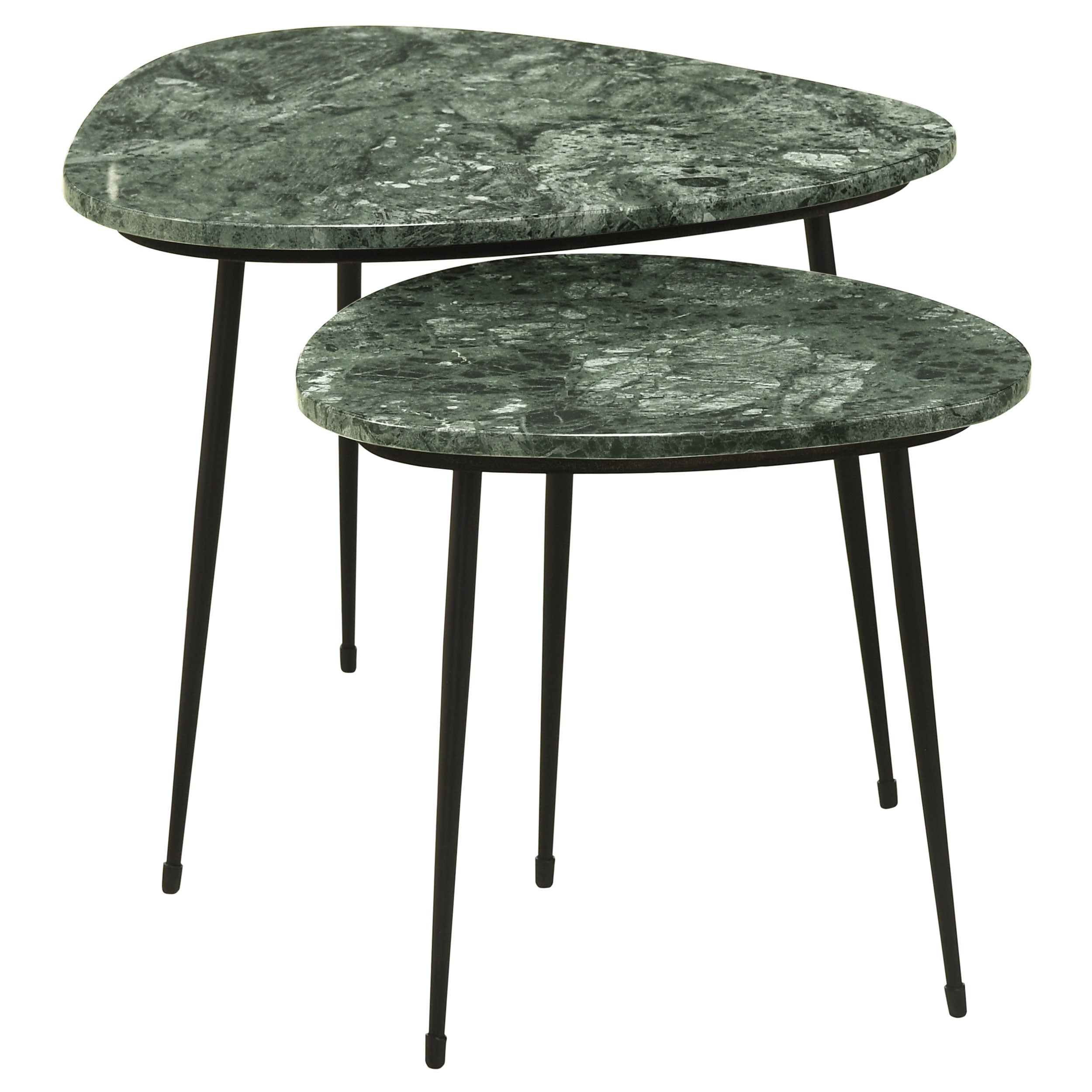 Orleans Furniture - Coaster - Tobias 2-piece Triangular Marble Top Nesting Table Green - 930241