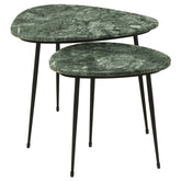 Orleans Furniture - Coaster - Tobias 2-piece Triangular Marble Top Nesting Table Green - 930241