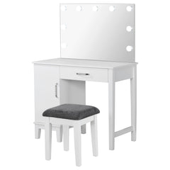 Orleans Furniture - Coaster - Elijah Vanity Set with Lighting & Stool White and Dark Grey - 931149