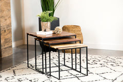 Orleans Furniture - Coaster - Belcourt 3-piece Square Nesting Tables Natural and Black - 931182