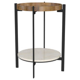 Orleans Furniture - Coaster - Adhvik Round End Side Table Marble Shelf Natural and Black - 931218