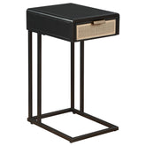 Orleans Furniture - Coaster - Amherst 1-drawer Radio Weave Cane Metal Side Table Black - 931631