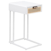 Orleans Furniture - Coaster - Amherst 1-drawer Radio Weave Cane Metal Side Table White - 931632