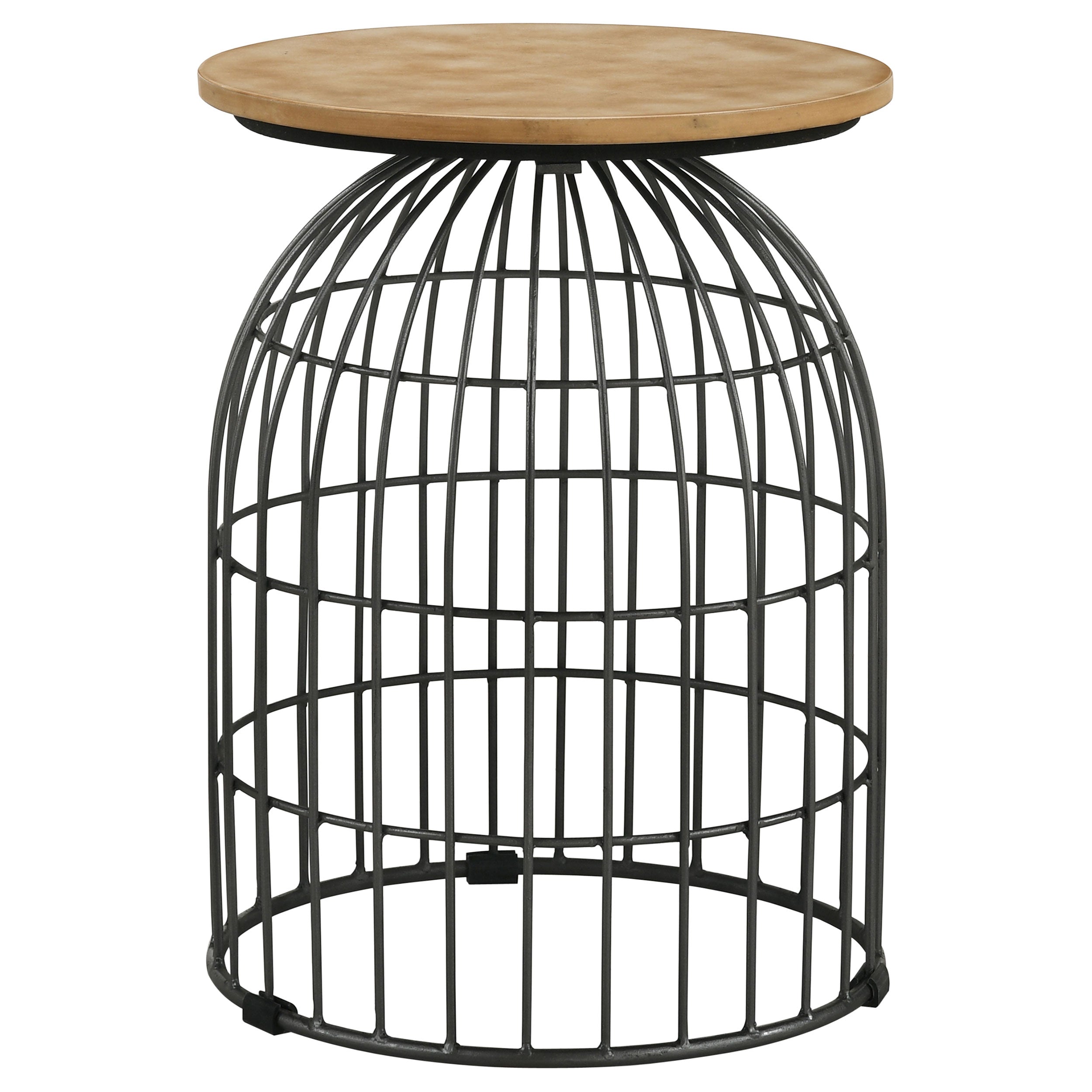 Orleans Furniture - Coaster - Bernardo Round Wire Frame Side Table Natural and Gunmetal - 935860
