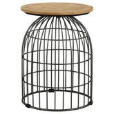 Orleans Furniture - Coaster - Bernardo Round Wire Frame Side Table Natural and Gunmetal - 935860